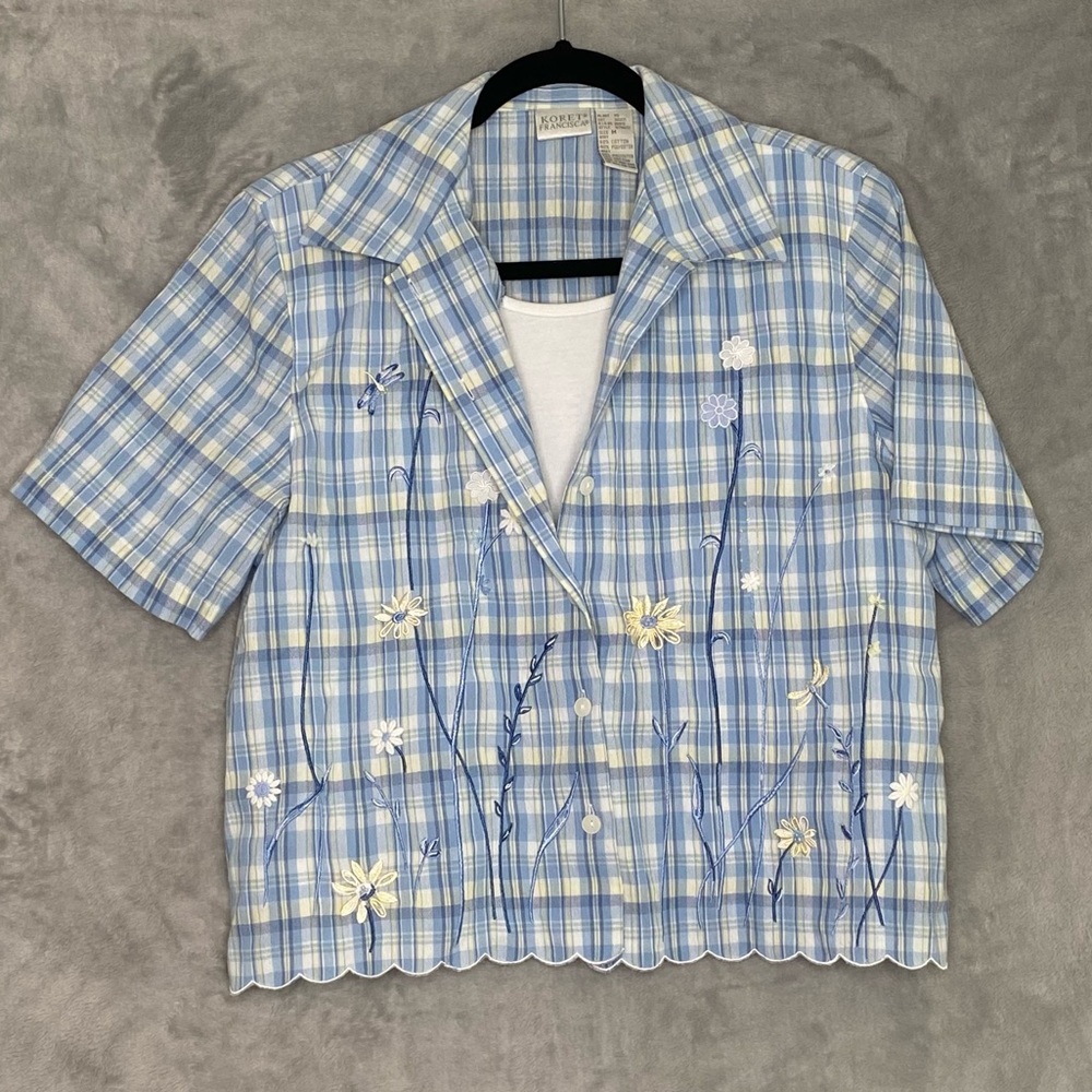 Vintage Preppy Academia Embroidered and Beaded Top from Koret Francisca Sz M